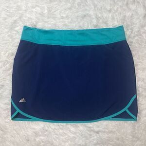 Adidas Skort Skirt Size Large Pockets Blue Athletic Built in Shorts Stretchy Ten
